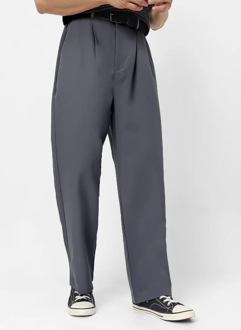 Urbano Fashion Urbano Fashion Men's Medium Grey Loose Baggy Fit Solid Korean Pants Stretchable